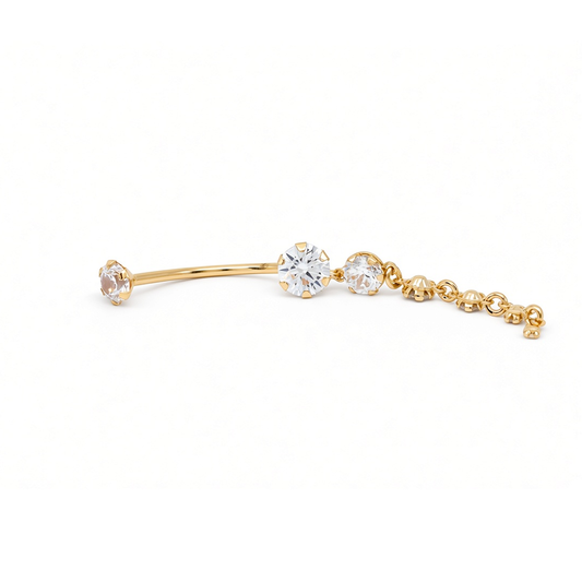 14K Yellow Gold Fashion Piercing with Cz Stone / 6-B78101KS