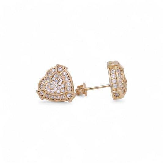 10K Yellow Gold Heart Stud Earrings / CZ / Weight: 2.9 GR / DPES0HR-2