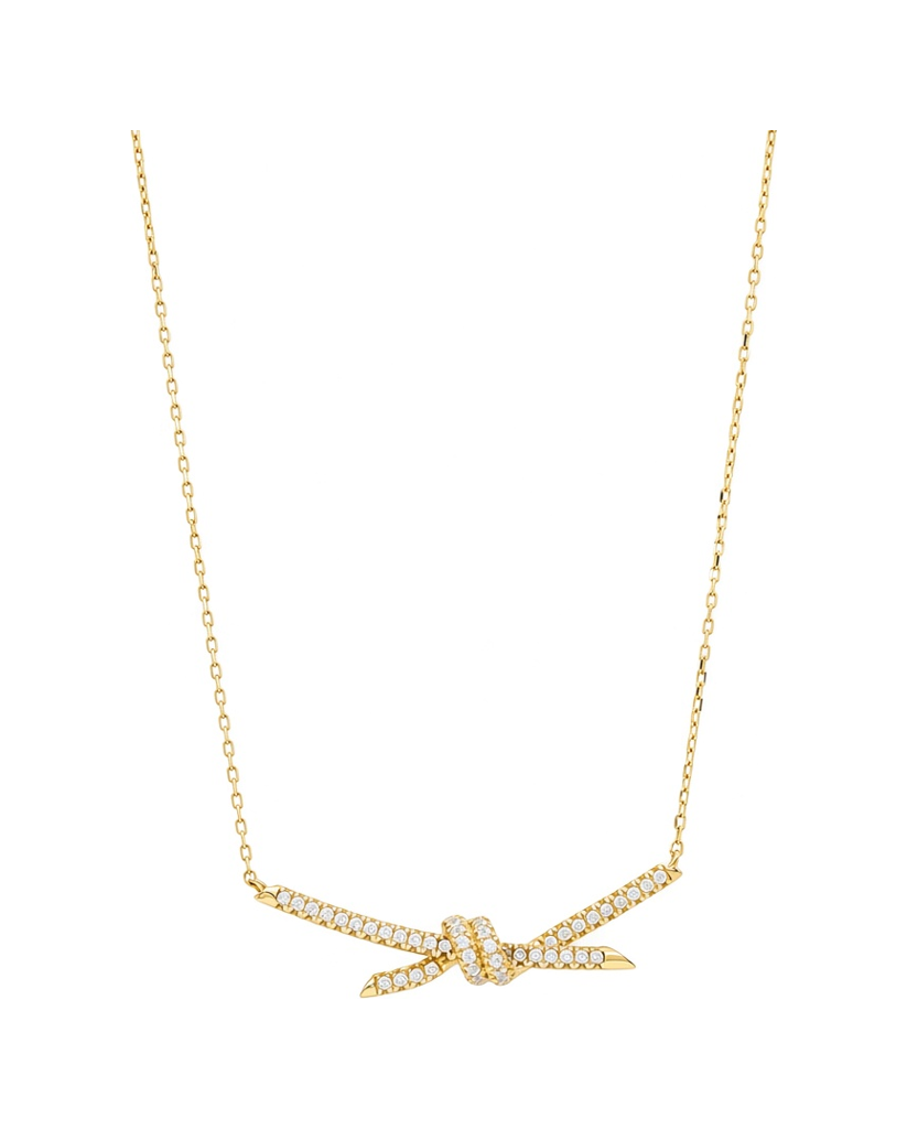 14K Yellow Gold Fashion TT Women's Necklace with Cz / Size: 18" / Weight: 5.2 GR / P23N-101