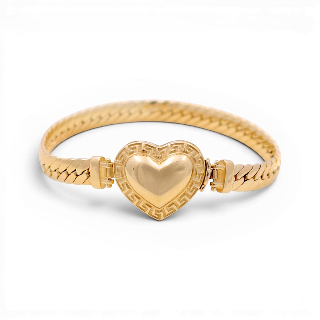 14K Yellow Gold Fashion Women's Bracelet with Heart/ CZ/ Size: 7” / Weight: 12.6 GR