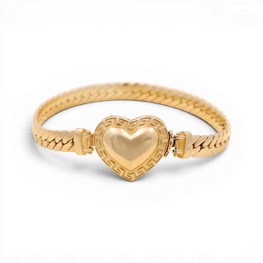 14K Yellow Gold Fashion Women's Bracelet with Heart/ CZ/ Size: 7” / Weight: 12.6 GR