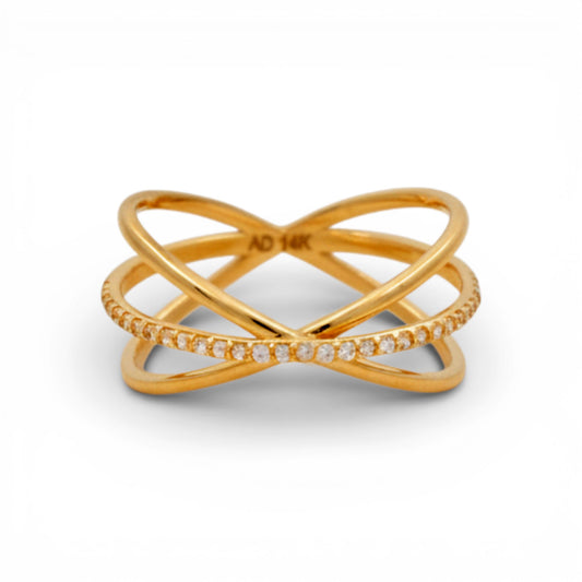 14K Yellow Gold Fashion Women's Ring with Cz / Size: 7.5 / Weight: 2.9 GR / Y25-429