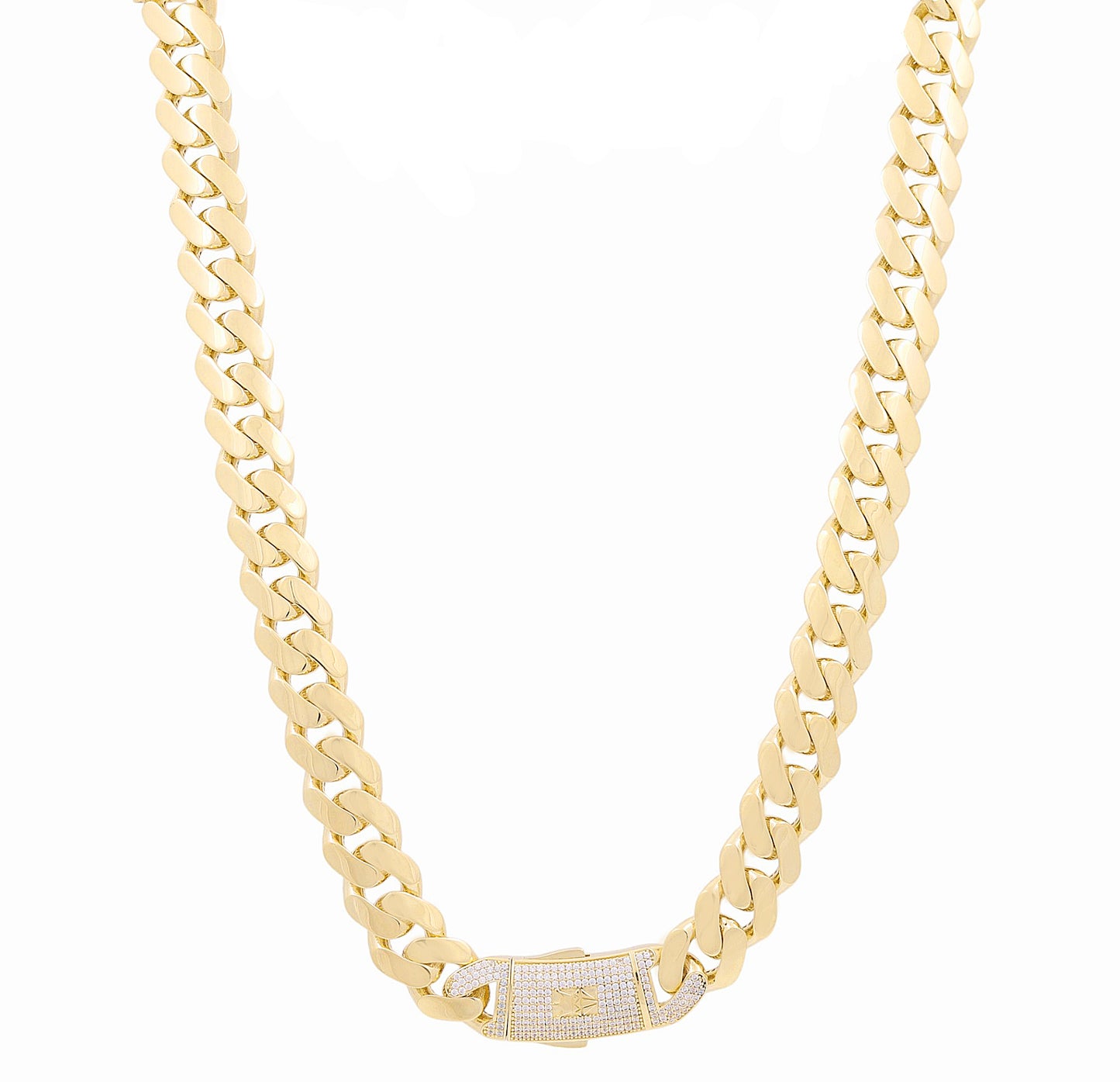 14K Yellow Gold Monaco Semisolid Chain / Stone: Cz / Size: 15mm 24" / Weight: 70.5 GR / COCH4MON15-24