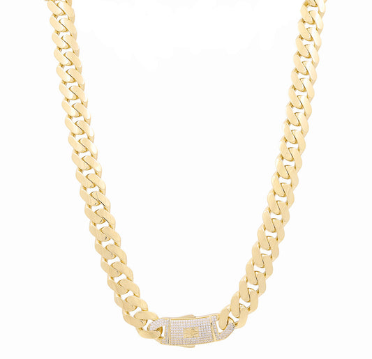 14K Yellow Gold Monaco Semisolid Chain / Stone: Cz / Size: 15mm 24" / Weight: 70.5 GR / COCH4MON15-24