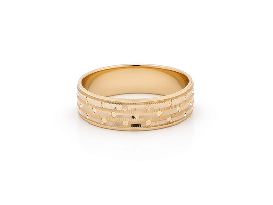 14K Yellow Gold Men's Wedding Band with Design / Size: 10 / Weight: 4.3 GR / WBEEMWB4DS-10