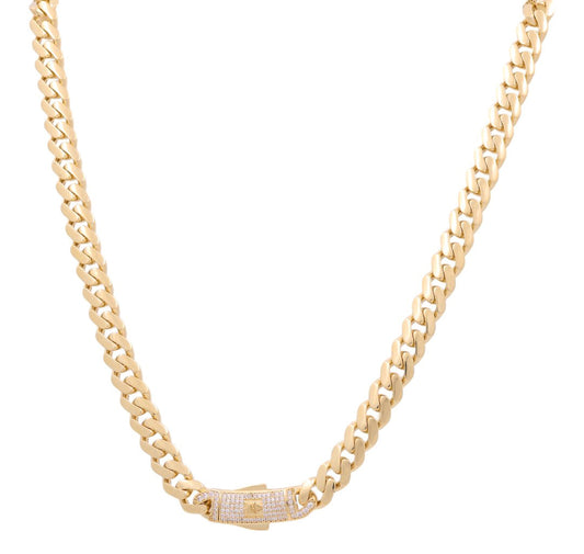 14K Yellow Gold Monaco Semisolid Chain / Stone: Cz / Size: 9mm 24" / Weight: 37.5 GR / COCH4MON9-24