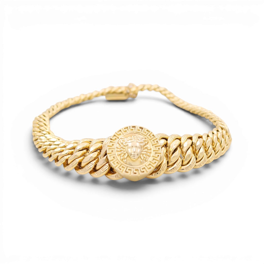10K Yellow Gold Princess Women's Bracelet with Medusa / Size: 7.5" / Weight: 15.3 GR