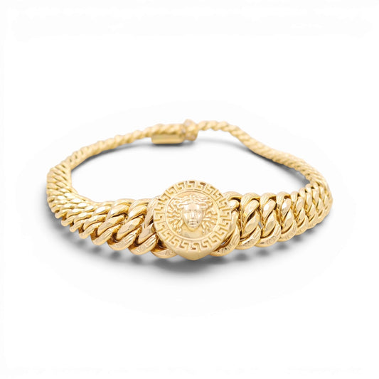 10K Yellow Gold Princess Women's Bracelet with Medusa / Size: 7.5" / Weight: 15.3 GR