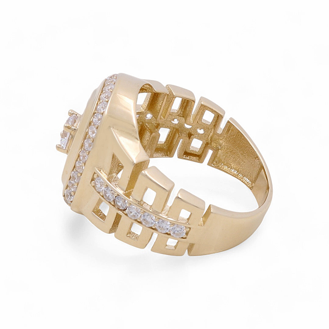 14K Yellow Gold Men’s Fashion Ring / CZ / Size 10 / Weight: 7.9 GR / COMR4FS-4