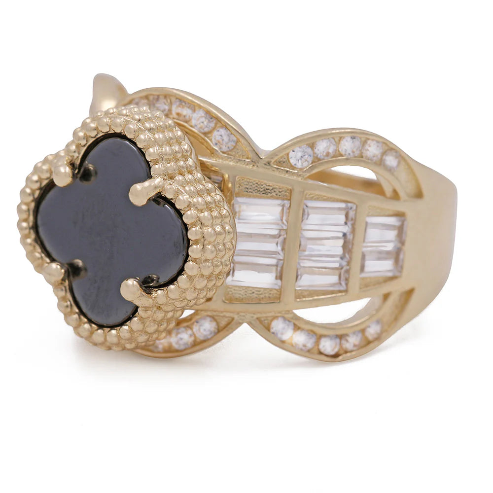 BOWR4CLV-3 14k B Cz Weight 6.3gr Black Clover women ring