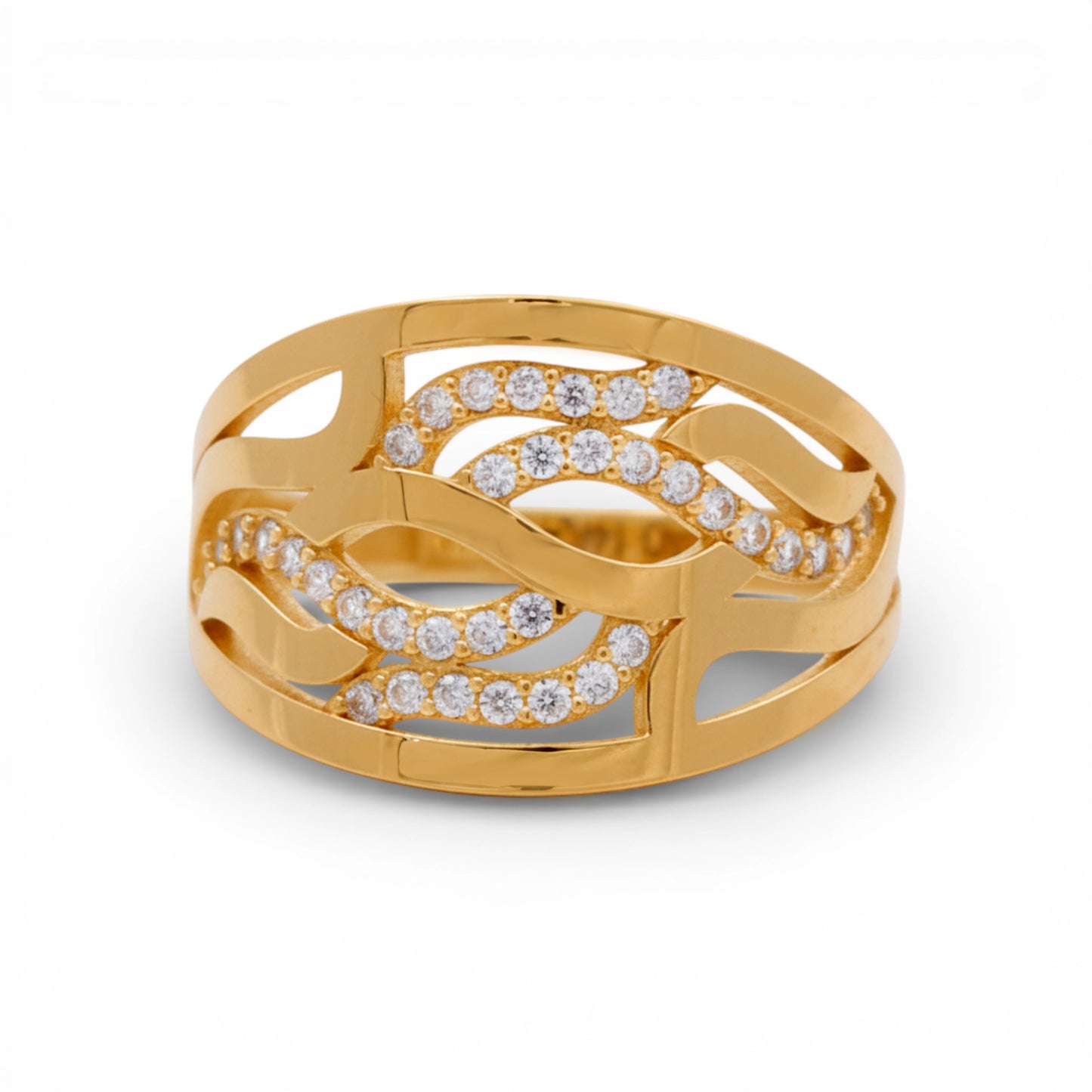 14K Yellow Gold Fashion Women's Ring with Cz / Size: 8 / Weight: 2.4 GR / Y25-422
