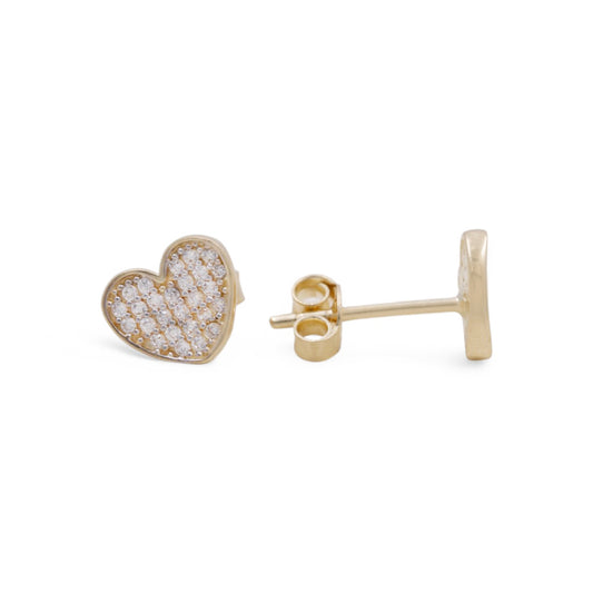 14K Yellow Gold Women’s Heart Stud Earrings / Weight: 1.1 GR / COES4CZHR-3