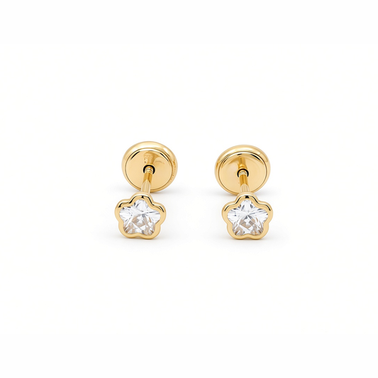 14K Yellow Gold Star Stud Earrings / 6-756701PS