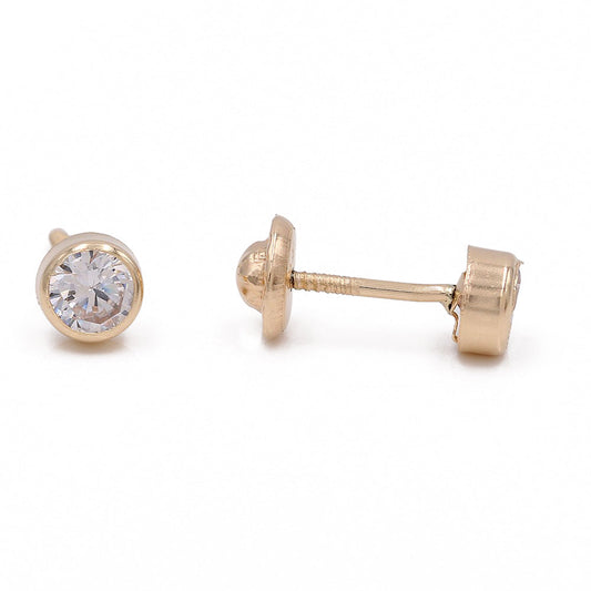 14k Yellow Gold Stud Earrings with Cz / 6-CH-R-4