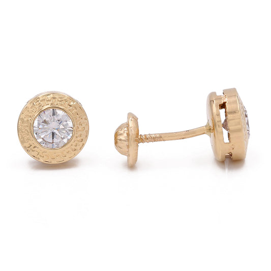 14k Yellow Gold Stud Earrings With Cz / 6-232501PS4