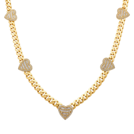 10K Yellow Gold Monaco Women's Necklace with Fashion Heart / CZ / Size: 18" / Weight: 25.3 GR/ DONK0MONHR-1