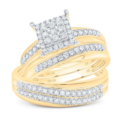 14K Yellow Gold Diamond Trio Set / Size: 7 & 10 / Stone: 5/8 ctw / 187432
