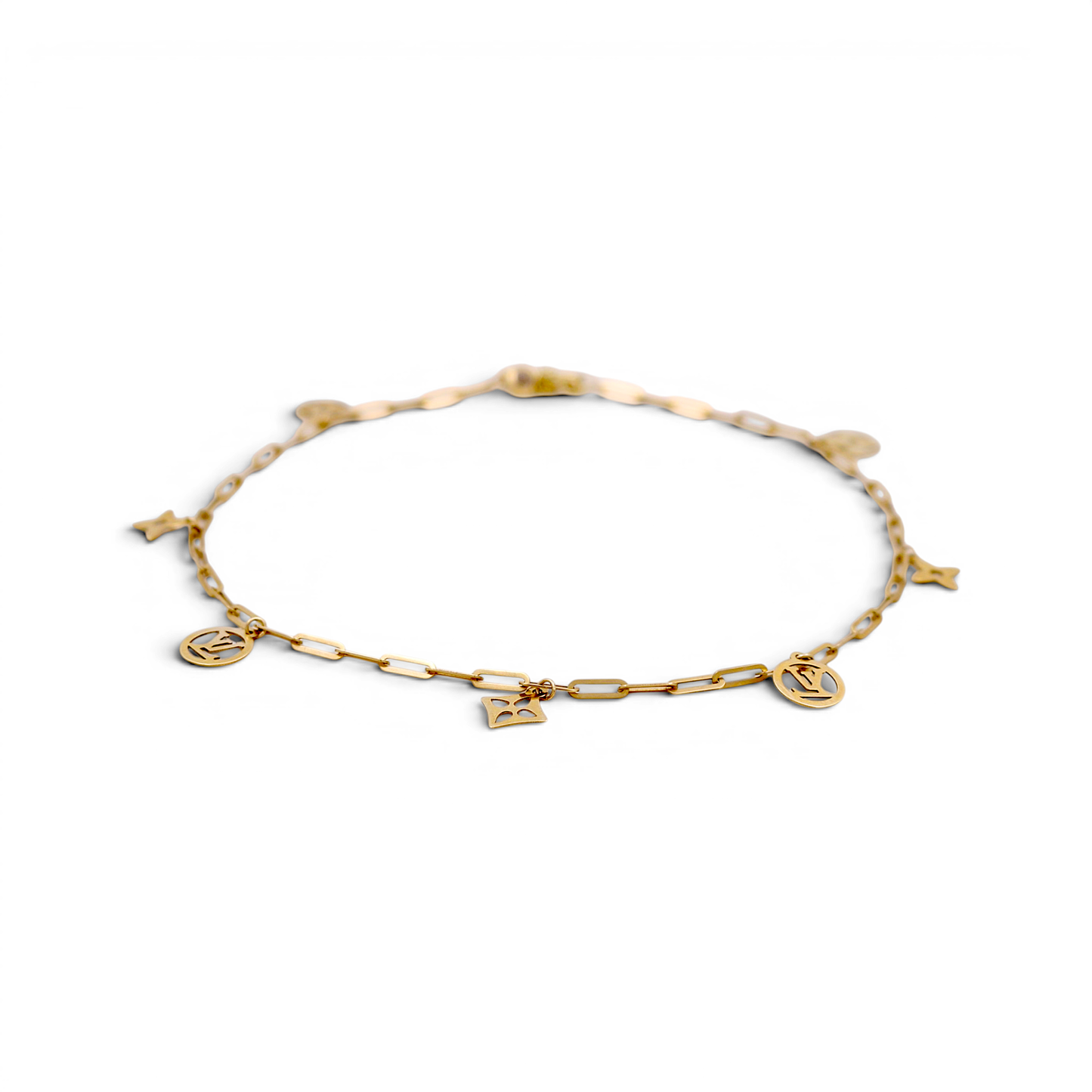 10K Yellow Gold Paper Clip Fashion LV Women's Anklet Bracelet / Size: 10" / Weight: 2.6 GR