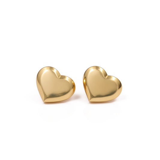 14K Yellow Gold Heart Stud Earrings / Weight: 2.4 GR / COES4HR-3