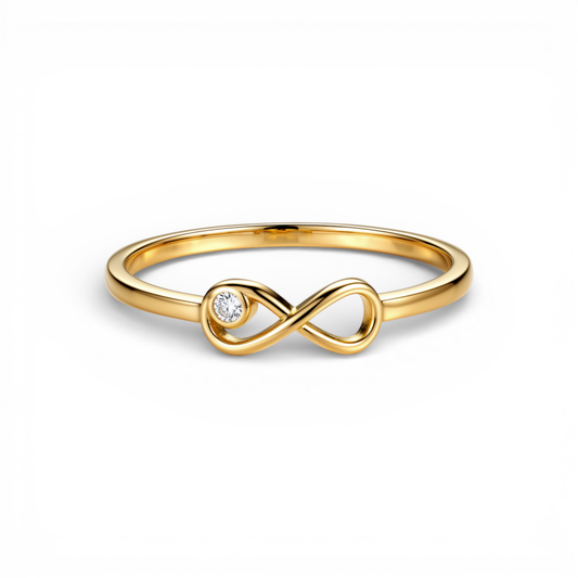 10K Yellow Gold Infinity Women's Ring with Cz / Size: 7.5 / Weight: 1.2 GR / DQWR0IF-1