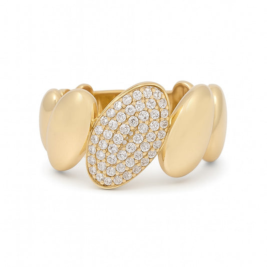 14K Yellow Gold Fashion Women's Ring with Cz / Size 9 / Weight: 3.7 GR / DOWR4FS-7