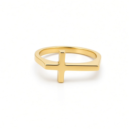 14K Yellow Gold Cross Women's Ring / Size: 7.5 / Weight: 1.5 GR / DOWR4CS