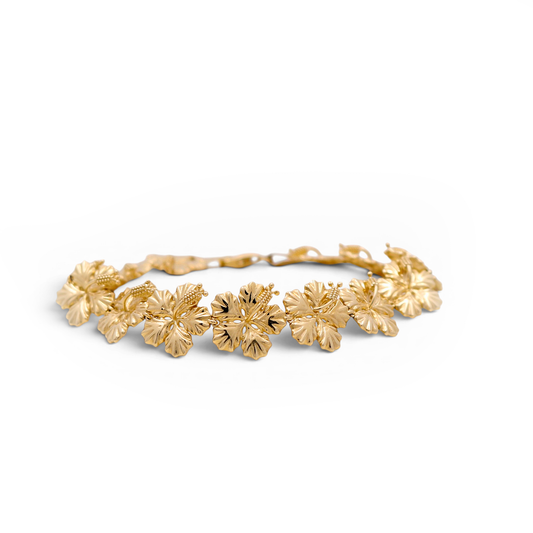 14K Yellow Gold Flower Women's Bracelet  / Size: 7 " / Weight: 8.2 GR