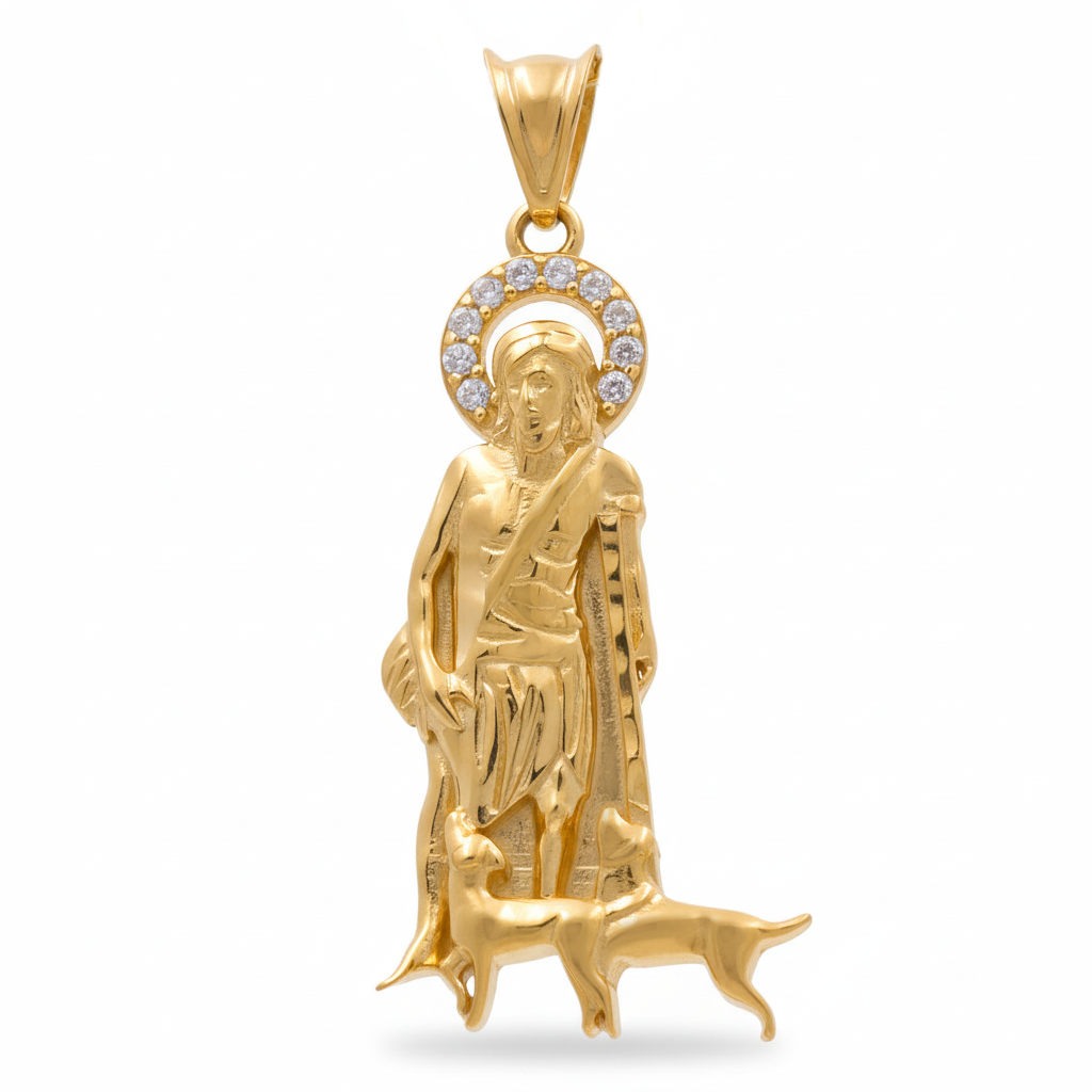 14K Yellow Gold San Lazaro Pendant with Cz / Small / Weight: 1.8 GR / DQPD4SL