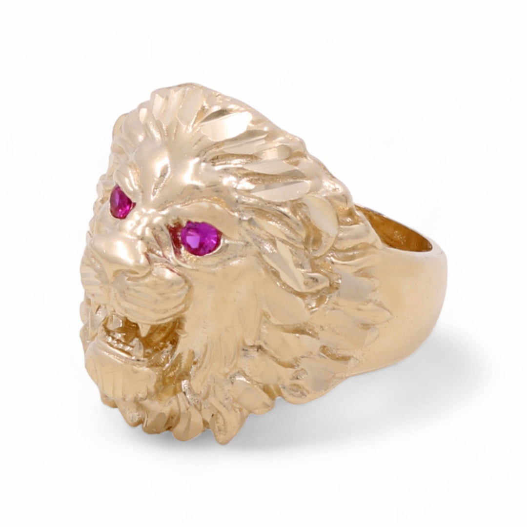 14K Yellow Gold Men’s Lion Head Ring / Color Stone / Size 10.5 / Weight: 15.3 GR / CCMR4LN-1