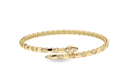 10K Yellow Gold Fashion BV Bangle Bracelet with Cz / Size: 18 / Weight: 8.8 GR / P23B-1646