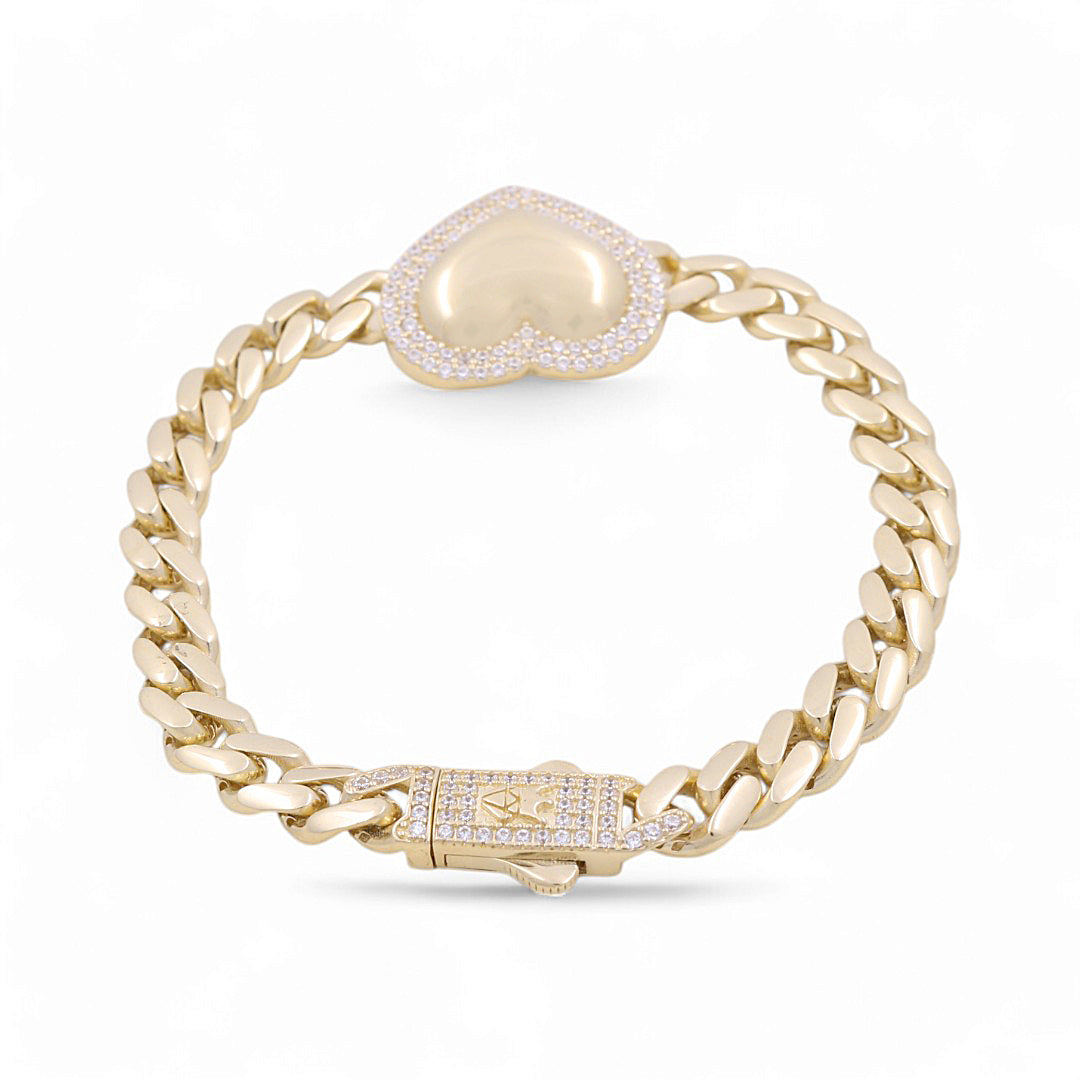 10K Yellow Gold Monaco with Fashion Heart Bracelet / CZ / Size: 7.5" / Weight: 11.8 GR / COWB0MONHR-1