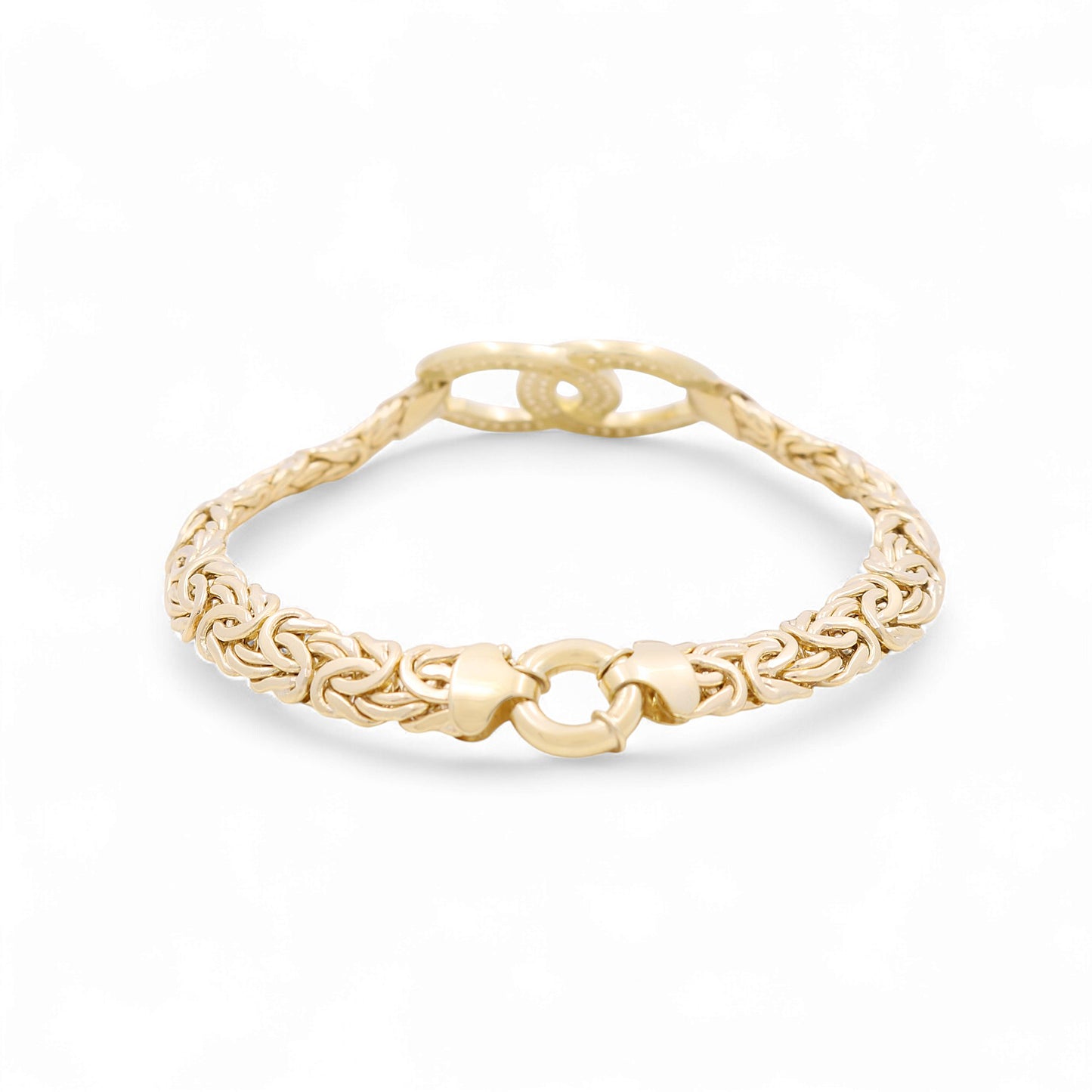 10K Yellow Gold Byzantine Women's Bracelet with CC and Cz / Size: 7.5" / Weight: 11GR / P10S-117