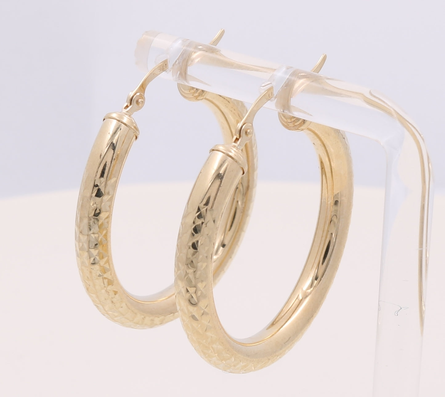 14K Yellow Gold  Diamond cut Hoops Earrings / CCEH4DC3X30