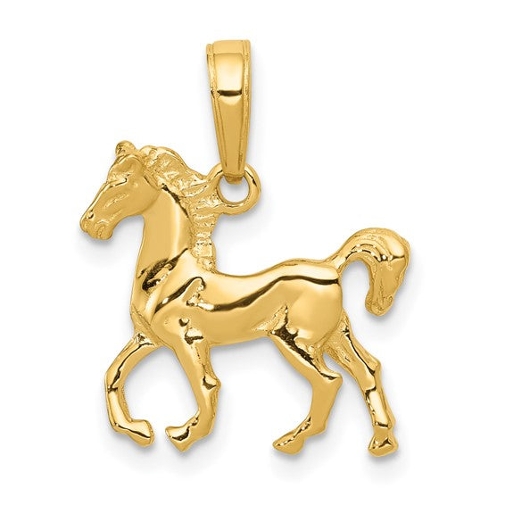 14K Yellow Gold Standing Horse Pendant / Weight: 1.50 GR  / C3504