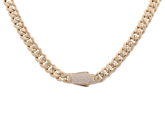 14K Yellow Gold Hollow Cuban Link Chain / CZ / Size: 7mm 16” / Weight: 16.1 GR / COCH4CL7-16"