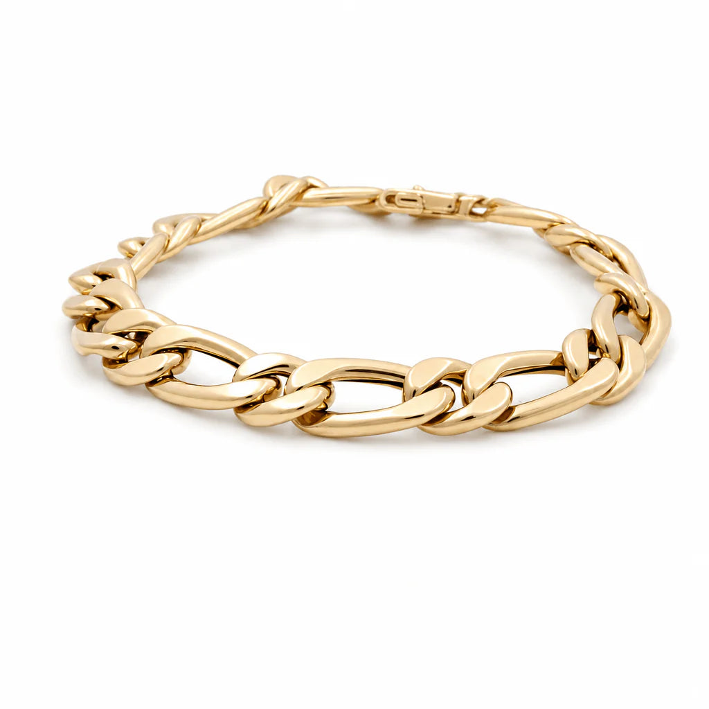 14K Yellow Gold Men's Bracelet Open Italian Link / Size: 8" 10mm / Weight: 16.3 GR