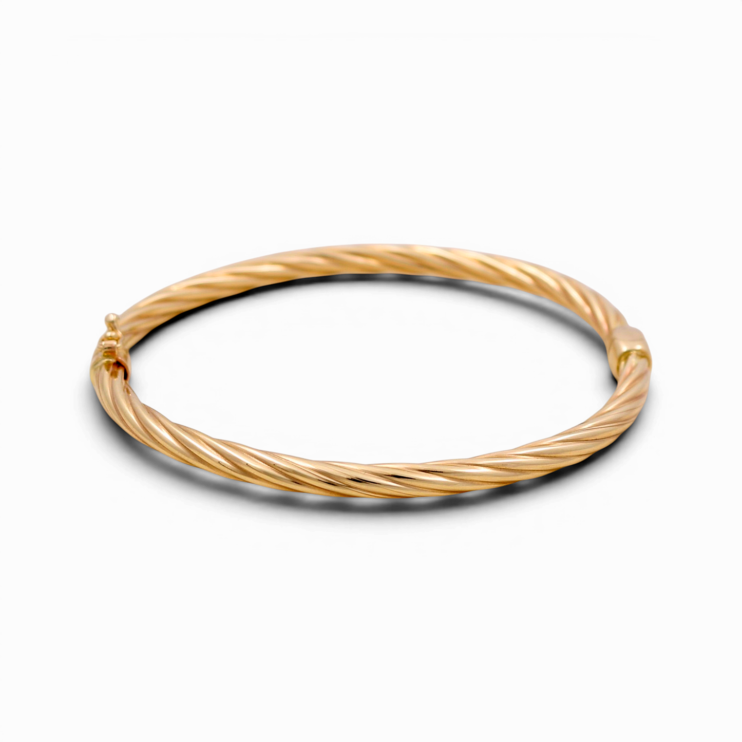 14K Yellow Gold SemiSolid Twist Bangle Bracelet / Weight: 8.8 GR