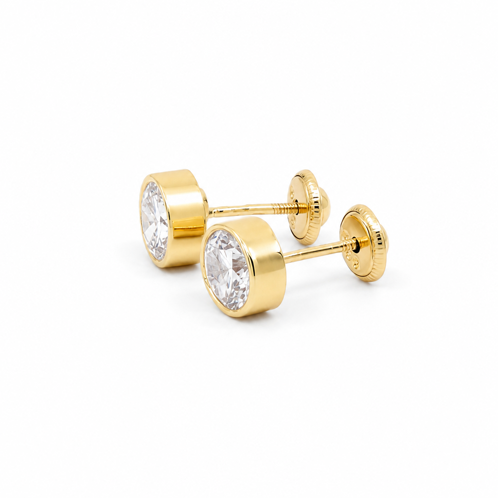 14k Yellow Gold Stud Earrings with CZ / 6-CH-R-6
