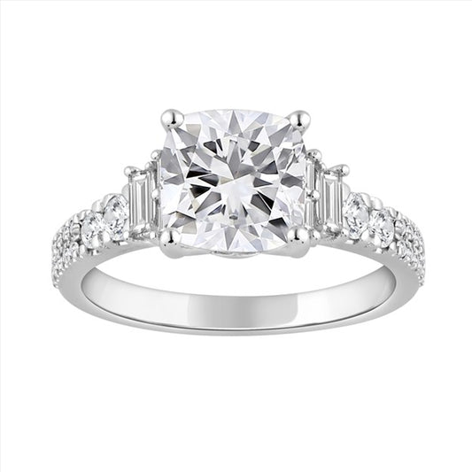14K White Gold Lab Diamond Woman's Engagement Ring / Size: sz7 / Stone: 2.50 Ct VS1/VS2 / 122882W