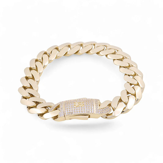 10K Yellow Gold Monaco Men's Bracelet / Stone: Cz / Size: 13mm 8.5" / Weight: 19.3 GR / COMB0MON13-8.5