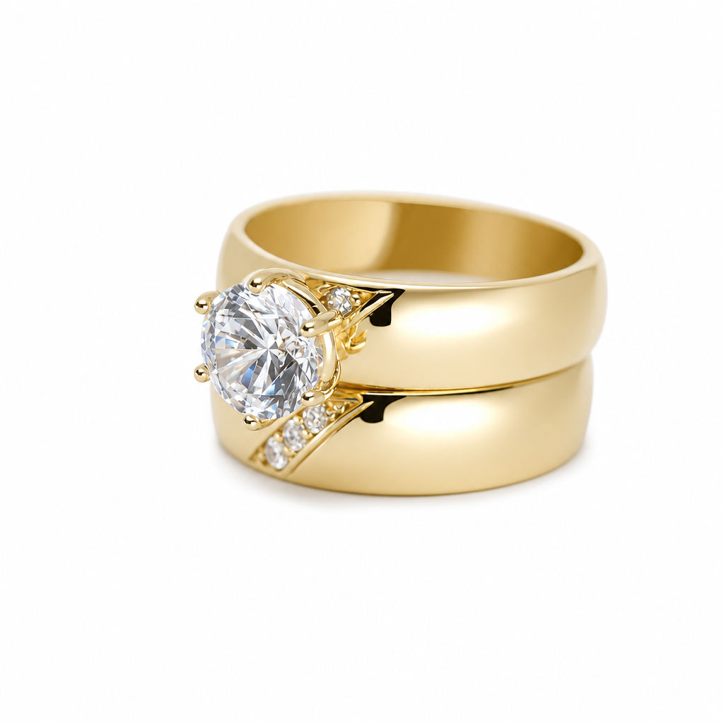 14K Yellow Gold Women’s Bridal Set / Stone: Cz / Size: 7.5 / Weight: 5.6 GR / KEEWR4BS-40
