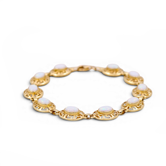 14K Yellow Gold Fashion Women's Bracelet With Mother of Pearl / Size: 7" / Weight: 10.3 GR