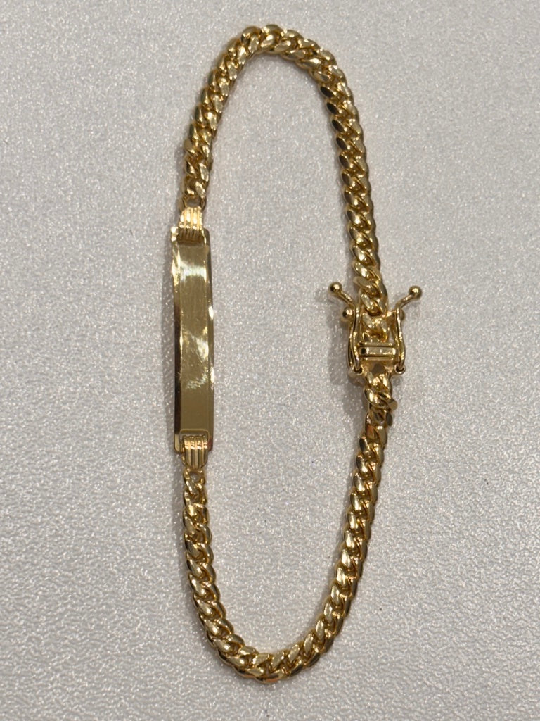 10K Yellow Gold Cuban Link Baby ID Bracelet / Size: 3.2mm 6"  / Weight: 5.6gr / K282SID-6
