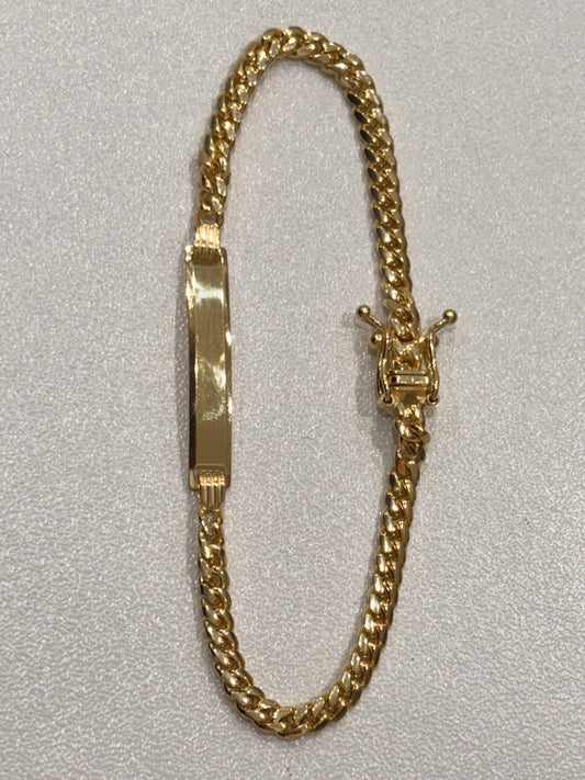 10K Yellow Gold Cuban Link Baby ID Bracelet / Size: 3.2mm 6"  / Weight: 5.6gr / K282SID-6