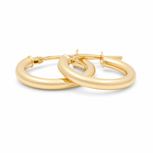 14K Yellow Gold Fashion Plain Hoops Earrings / Size: 2.5mm 20 mm / Weigth:1.3 GR / 240-00318