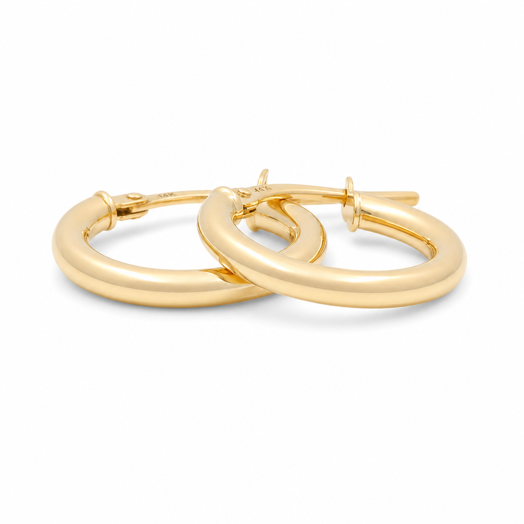 14K Yellow Gold Fashion Plain Hoops Earrings / Size: 2.5mm 20 mm / Weigth:1.3 GR / 240-00318