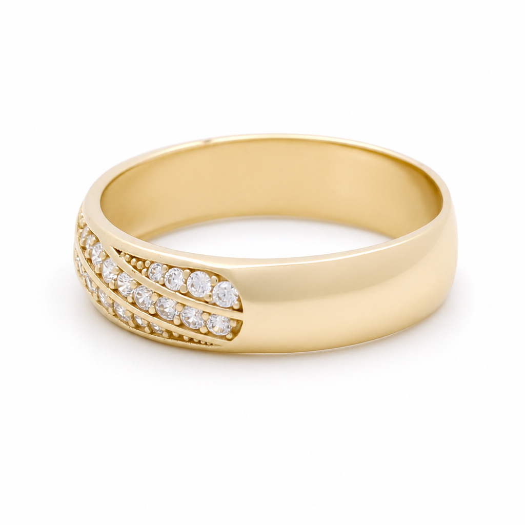 14K Yellow Gold Men’s Wedding Band / Stone: Cz / Size: 10.5 / Weight: 2.9 GR / IEEMWB4BS-7