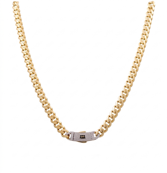 10K Yellow Gold Semisolid Monaco Chain / Size: 8mm 24" / Weight: 25.1GR / CSCH0MON8-24