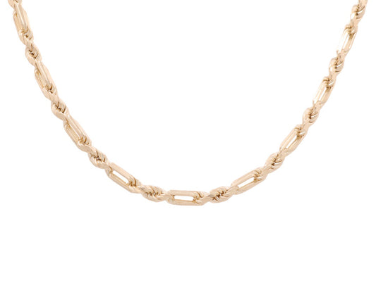 Cadena Figaro maciza de oro amarillo de 14 quilates / Tamaño: 5,5 mm 24” / Peso: 47,3 gr / CSCH4FP
