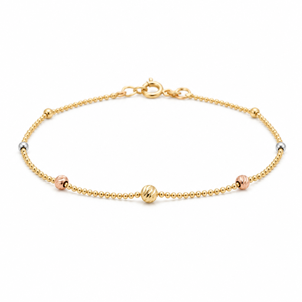 10k Yellow, White and Rose Gold Fashion Women's Bracelet / Size: 7" / Weight: 1 GR / DQWB3T0FS